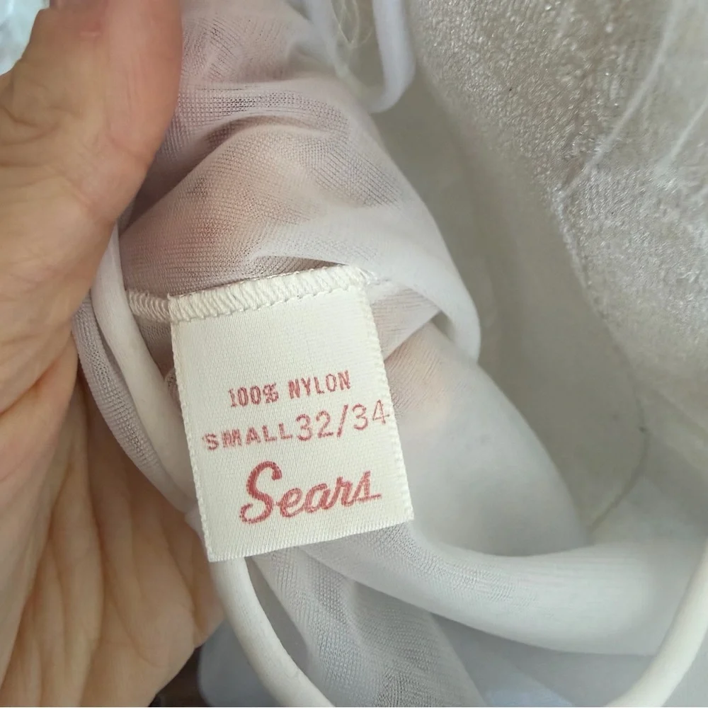 Vintage White Sheer Marabou-Trim Sleep Chemise - Picture 5 of 5